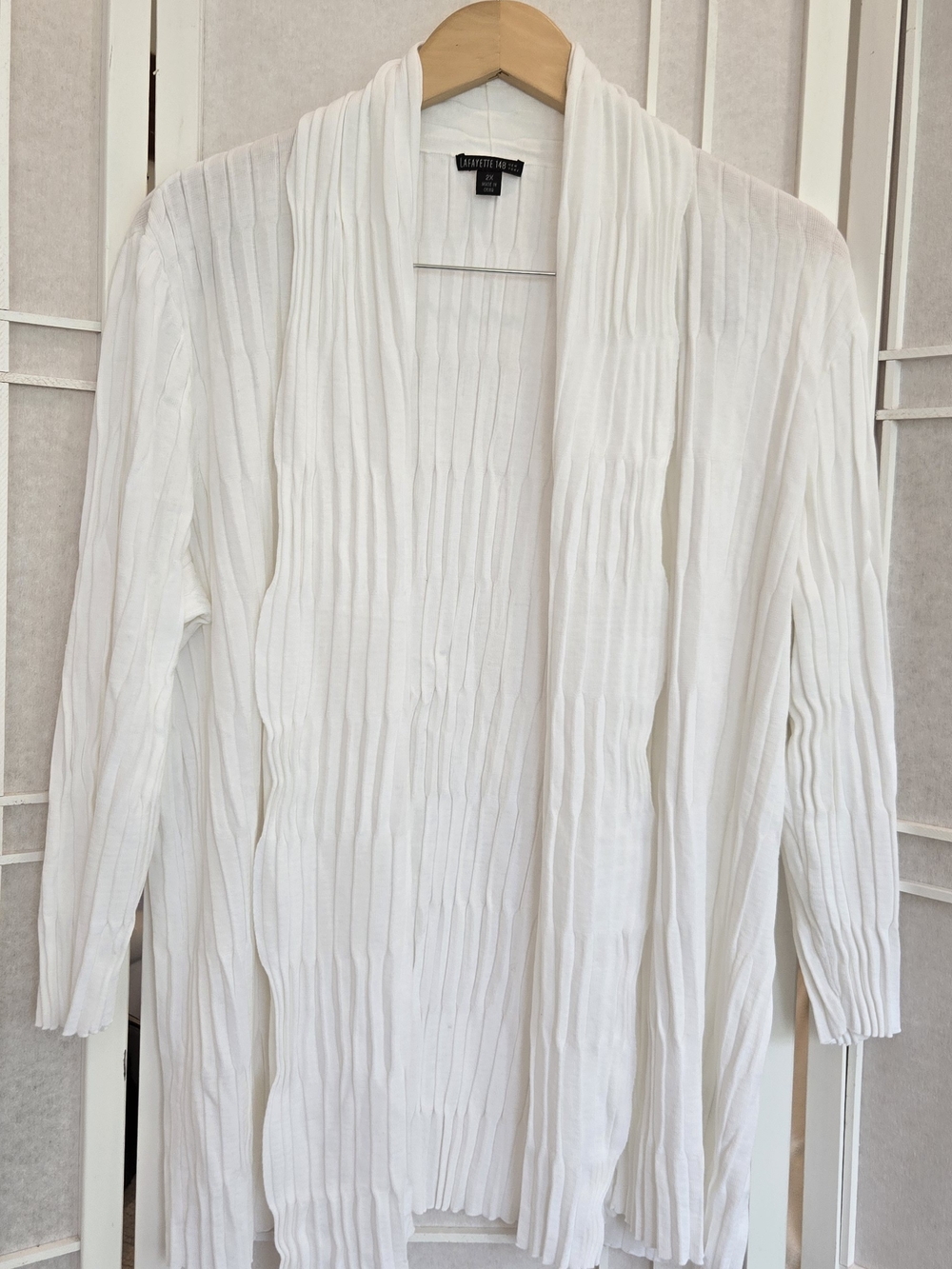 NWOT! Lafayette 148 New York White Pleated Open Cardigan